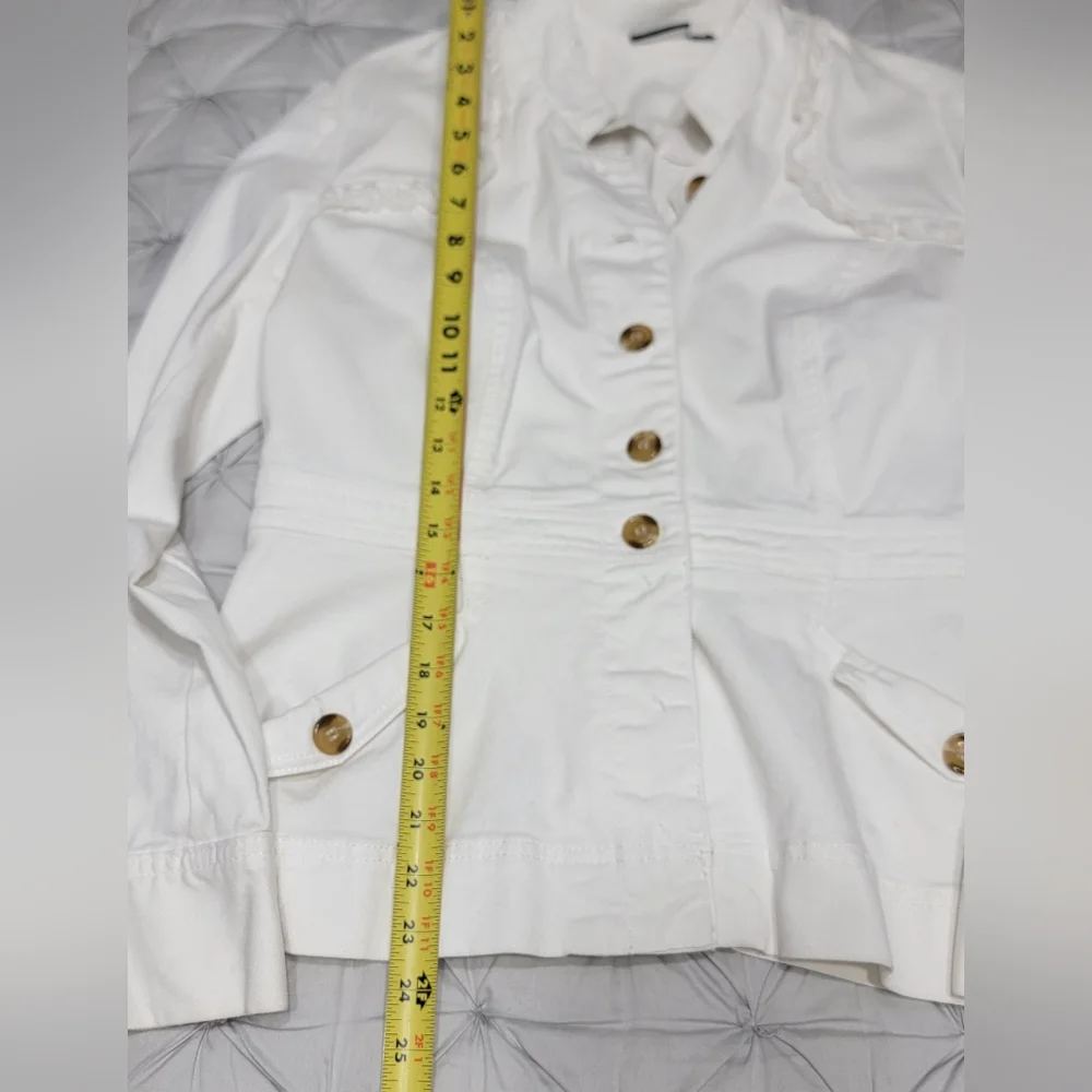 ALLEN B. By Allen Schwartz White Denim Jacket Women's Size Large - Picture 2 of 9